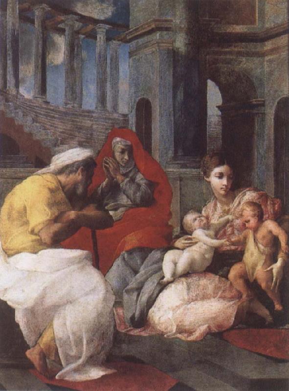 Francesco Primaticcio The Holy family with St.Elisabeth and St.John t he Baptist oil painting picture